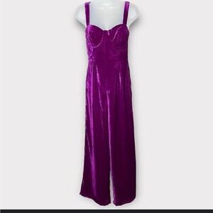 Anthropology Du Paradis Pink/Purple Velvet Jumpsuit, Size XS